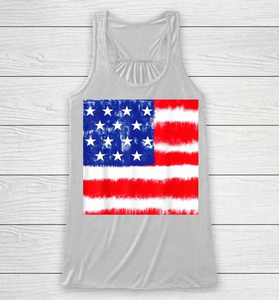 Peace Love America Sunflower Patriotic 4Th Of July Tie Dye Racerback Tank