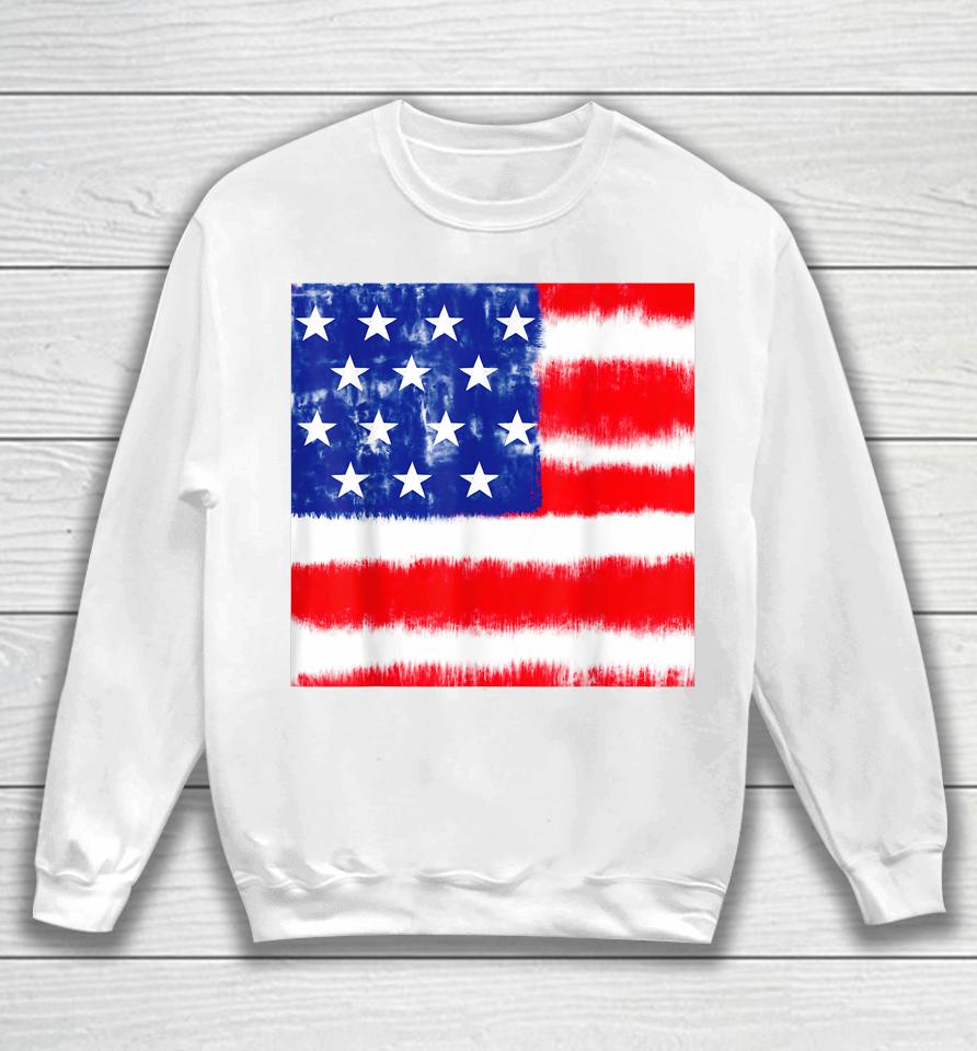 Peace Love America Sunflower Patriotic 4Th Of July Tie Dye Sweatshirt
