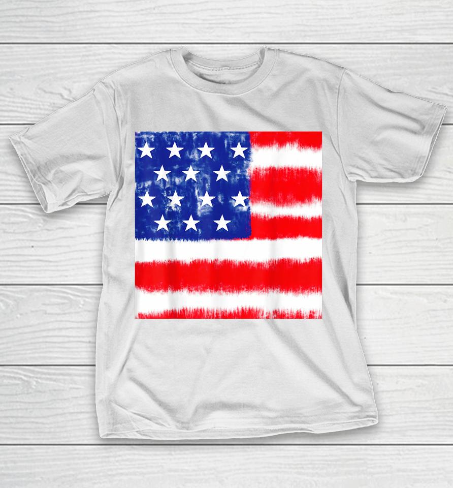 Peace Love America Sunflower Patriotic 4Th Of July Tie Dye T-Shirt