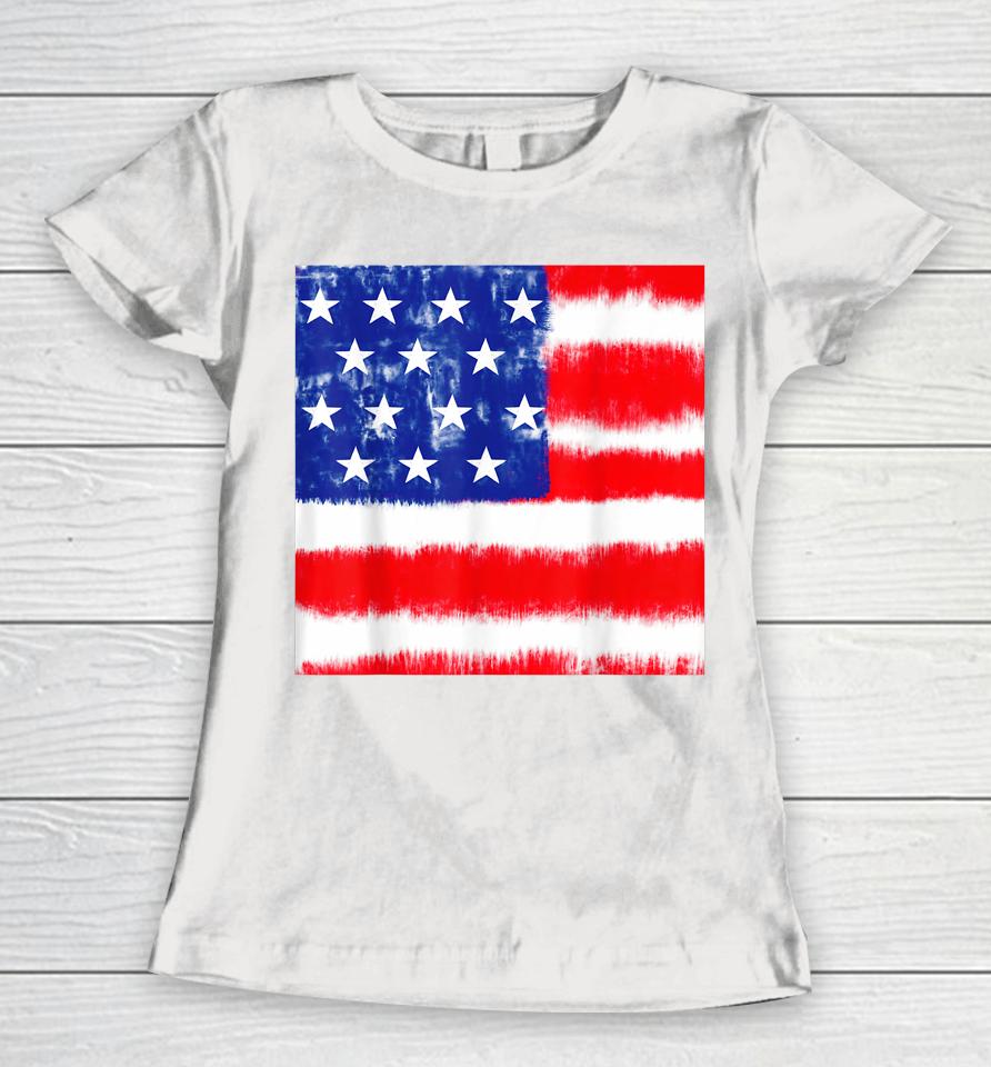 Peace Love America Sunflower Patriotic 4Th Of July Tie Dye Women T-Shirt