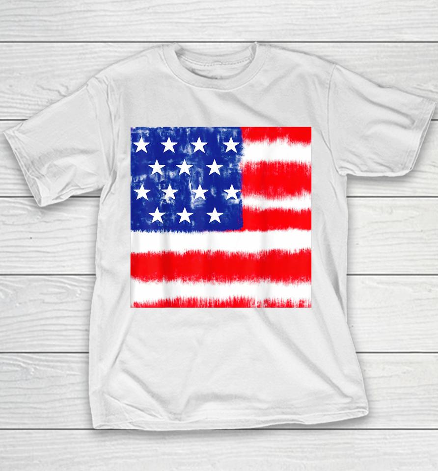 Peace Love America Sunflower Patriotic 4Th Of July Tie Dye Youth T-Shirt