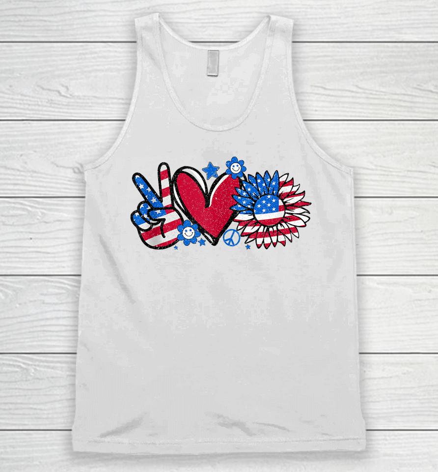 Peace Love America Us Flag Fourth Women 4Th Of July Unisex Tank Top
