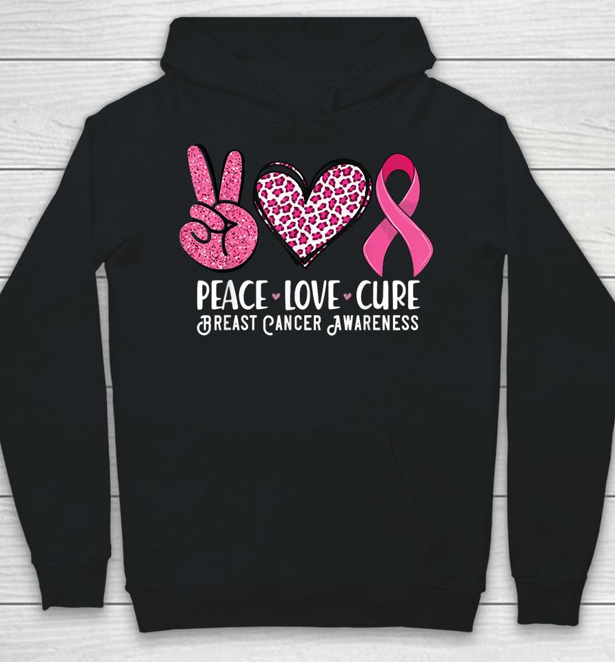 Peace Love Cure Breast Cancer Awareness Warrior Pink Ribbon Hoodie