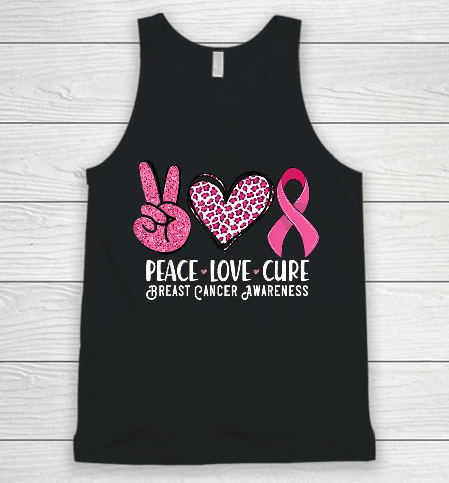 Peace Love Cure Breast Cancer Awareness Warrior Pink Ribbon Unisex Tank Top