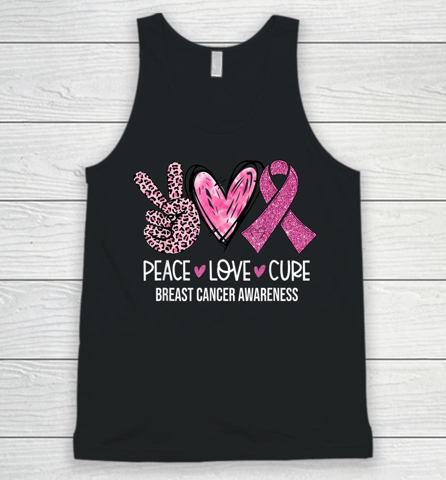 Peace Love Cure Pink Ribbon Breast Cancer Awareness Unisex Tank Top