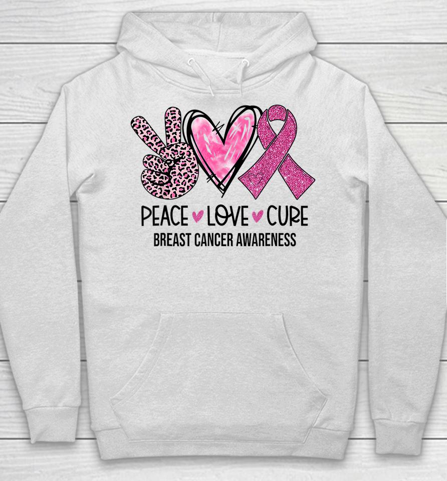 Peace Love Cure Pink Ribbon Breast Cancer Awareness Hoodie
