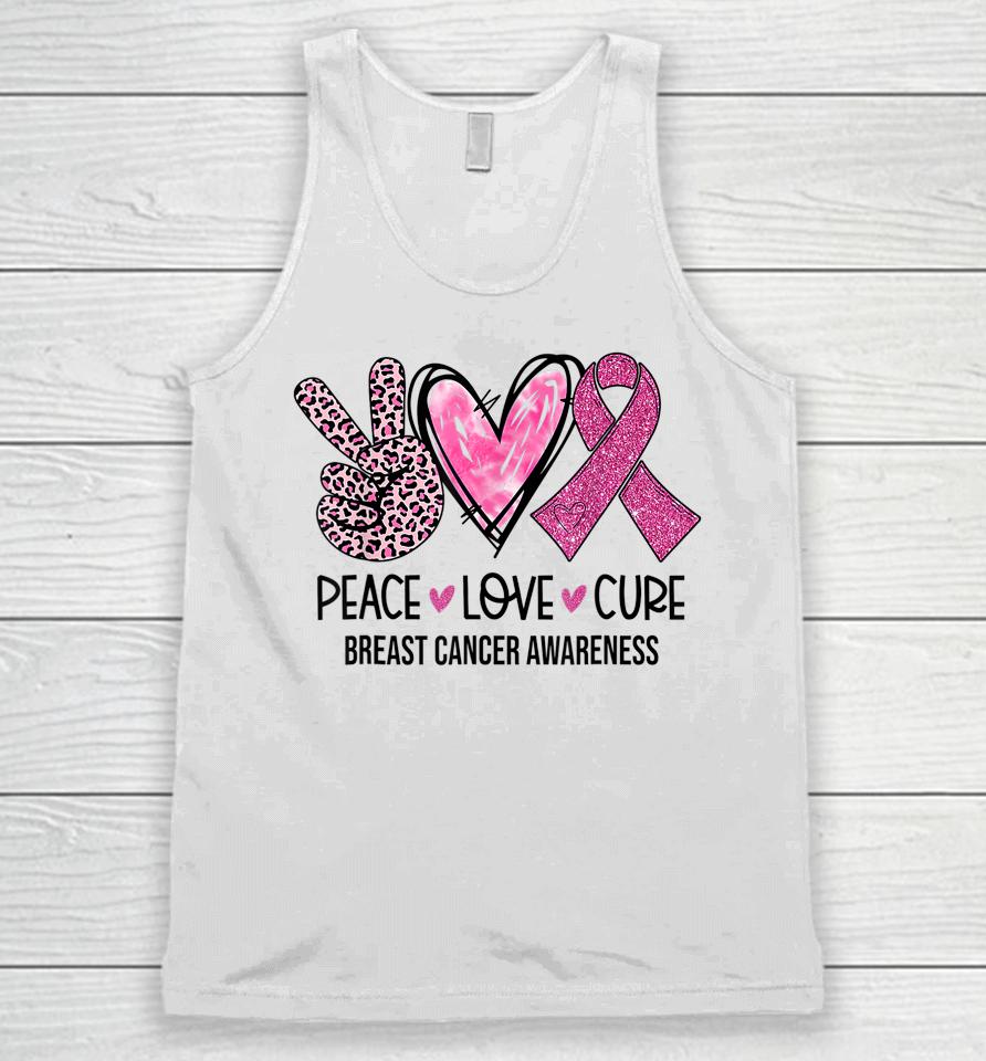 Peace Love Cure Pink Ribbon Breast Cancer Awareness Unisex Tank Top