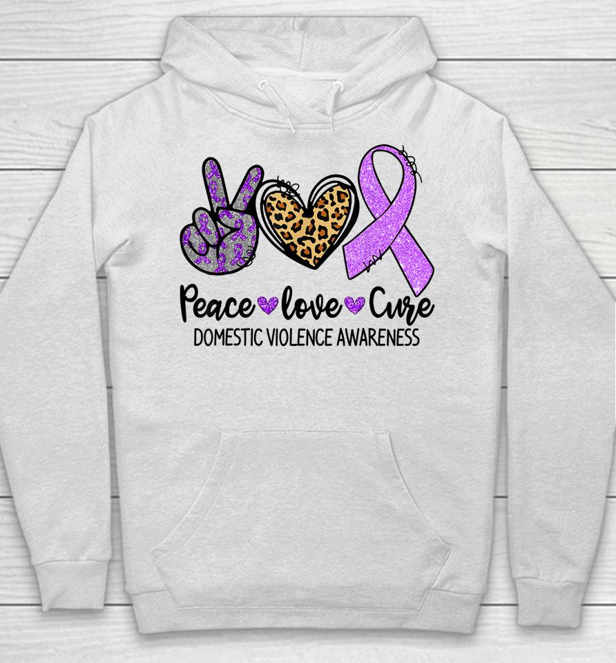 Peace Love Cure Purple Ribbon Domestic Violence Awareness Hoodie