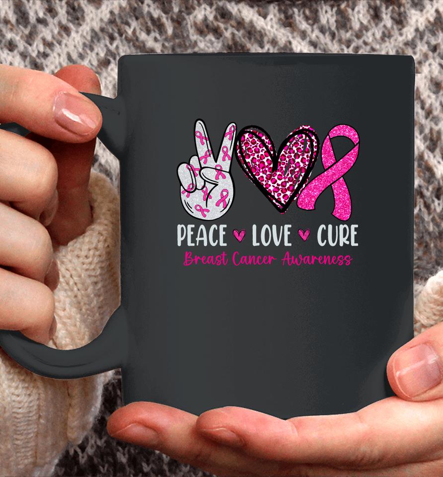 Peace Love Cure Shirt Pink Ribbon Breast Cancer Awareness Coffee Mug