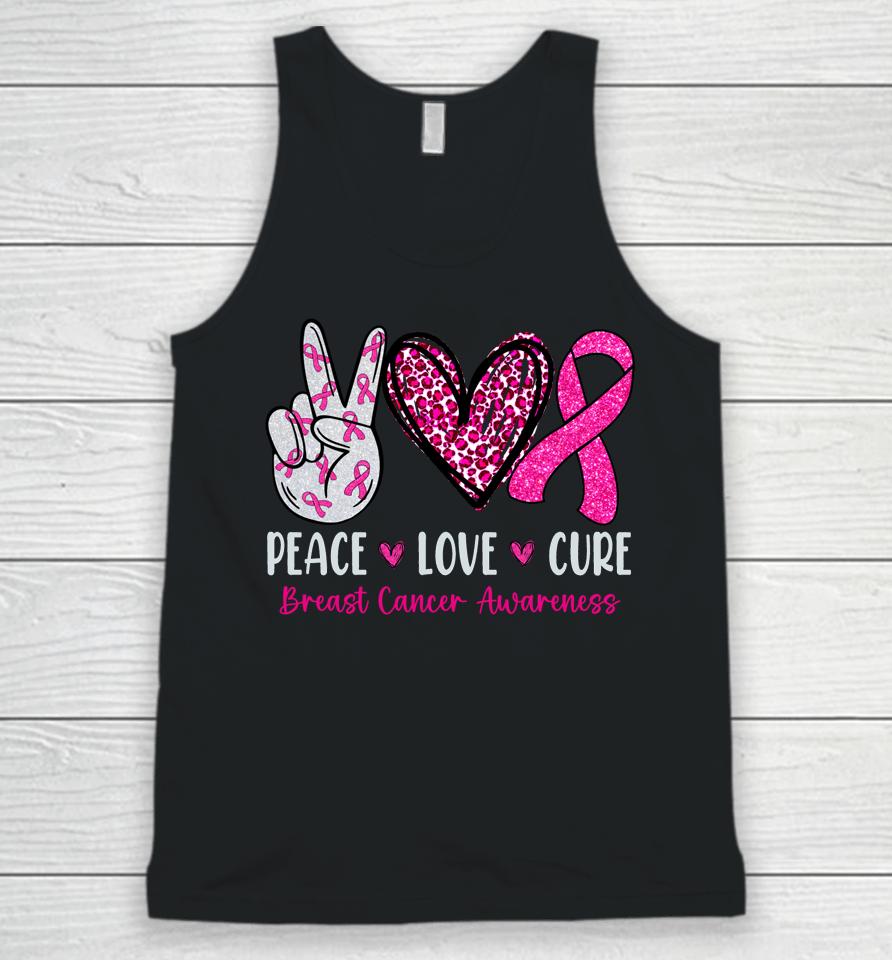 Peace Love Cure Shirt Pink Ribbon Breast Cancer Awareness Unisex Tank Top
