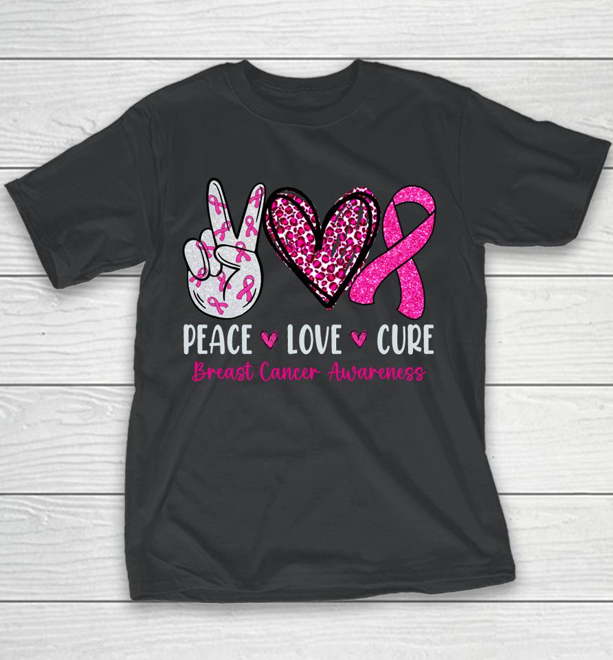 Peace Love Cure Shirt Pink Ribbon Breast Cancer Awareness Youth T-Shirt