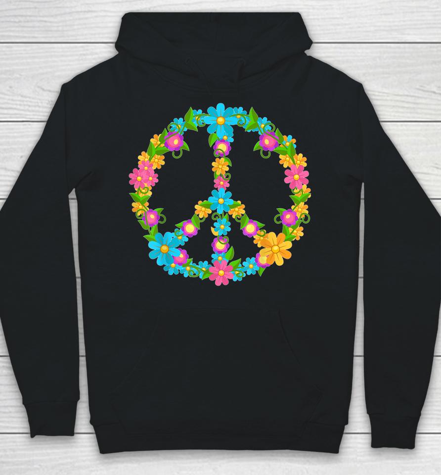 Peace Love Hippie Shirt 60'S 70'S Hippie Colorful Flowers Hoodie