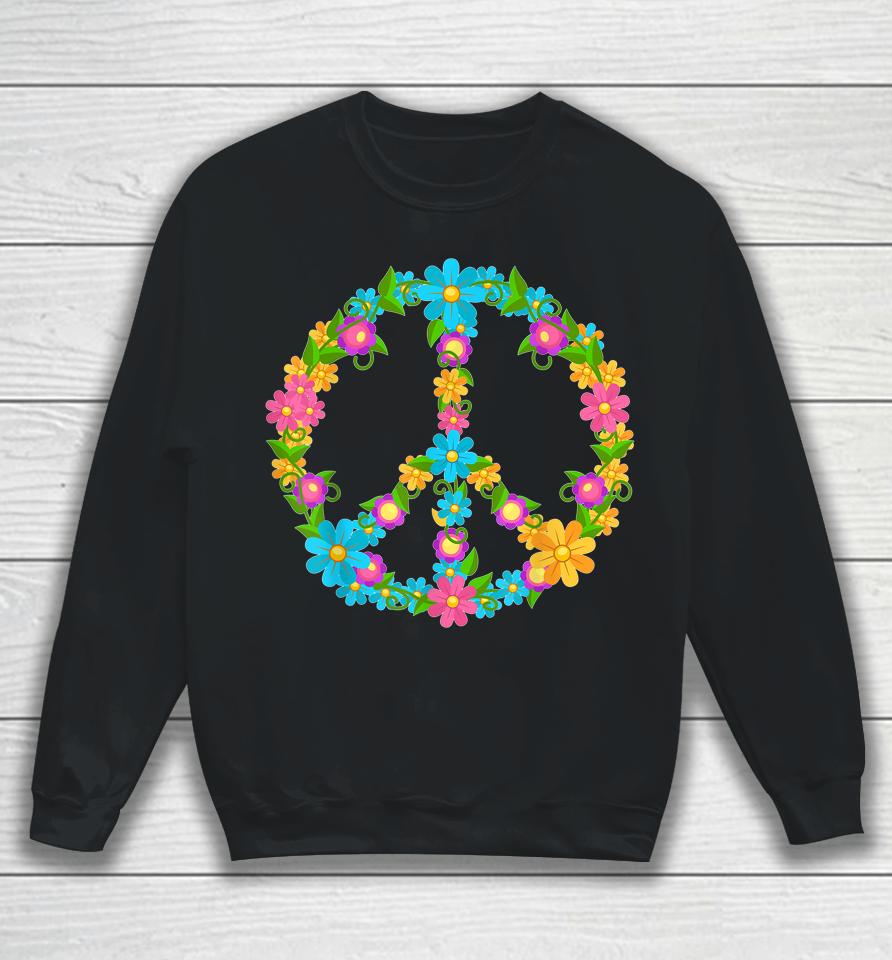 Peace Love Hippie Shirt 60'S 70'S Hippie Colorful Flowers Sweatshirt
