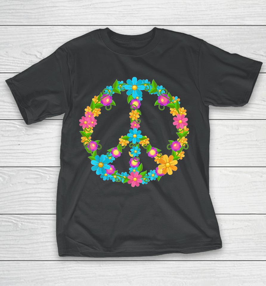 Peace Love Hippie Shirt 60'S 70'S Hippie Colorful Flowers T-Shirt