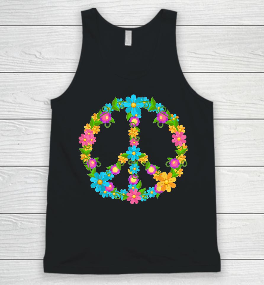 Peace Love Hippie Shirt 60'S 70'S Hippie Colorful Flowers Unisex Tank Top