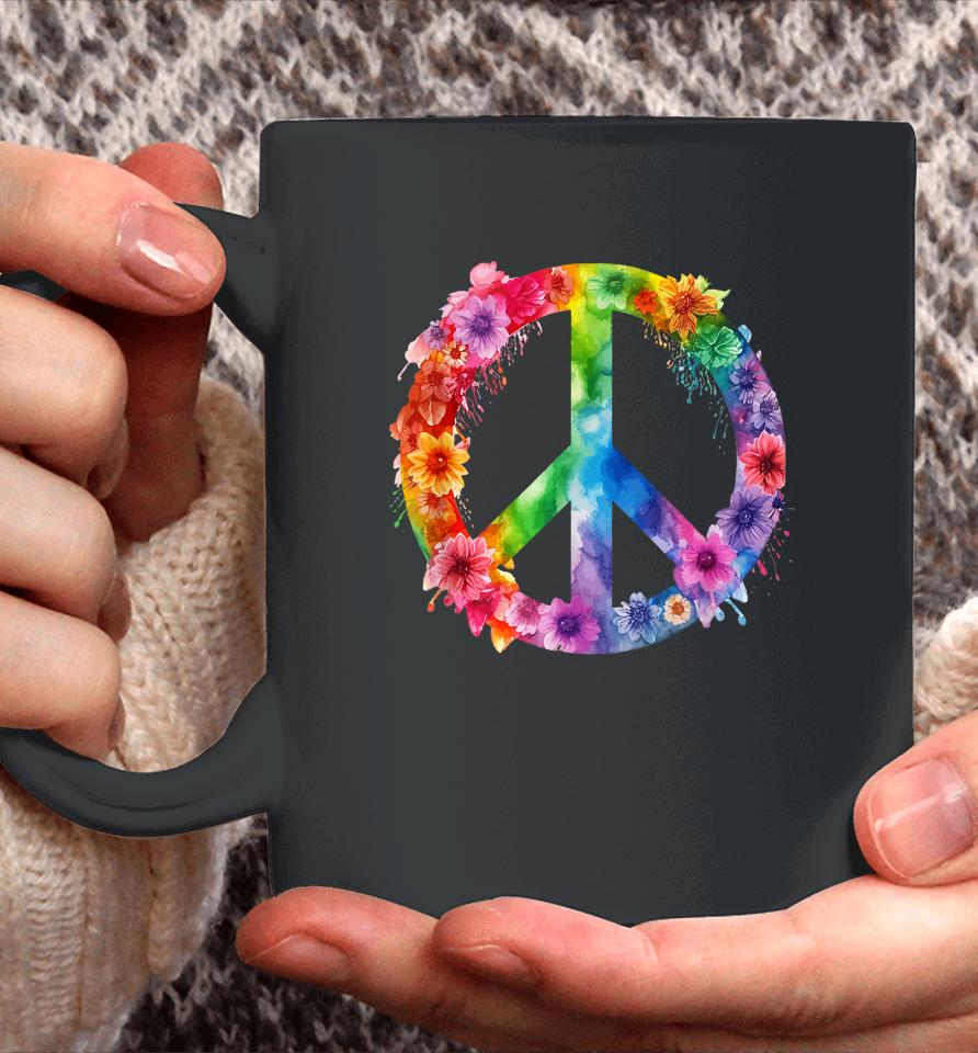 Peace Love Hippie Sign Love Flower World Peace Day Coffee Mug