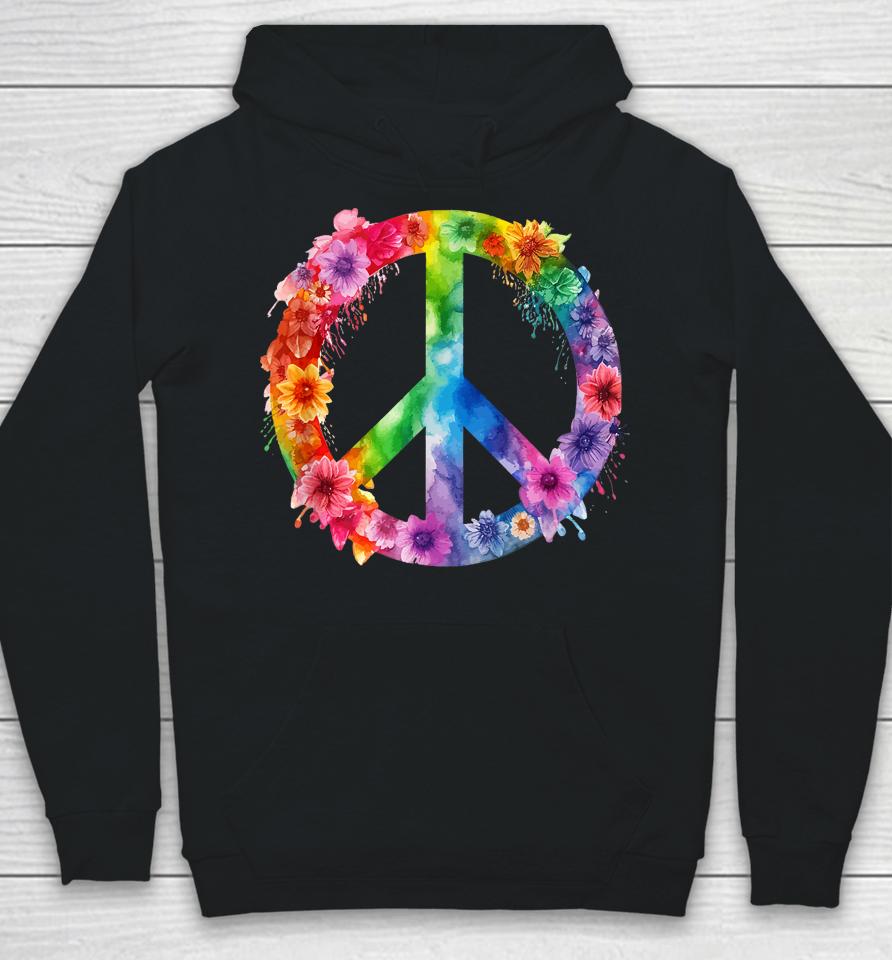 Peace Love Hippie Sign Love Flower World Peace Day Hoodie