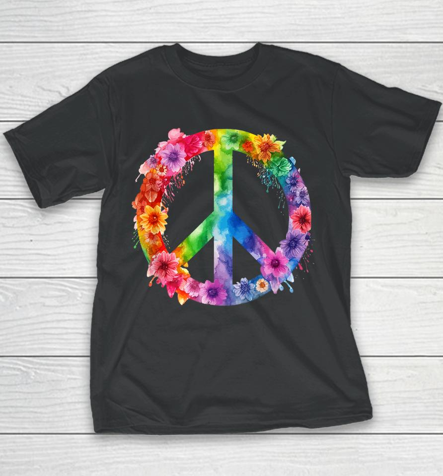 Peace Love Hippie Sign Love Flower World Peace Day Youth T-Shirt