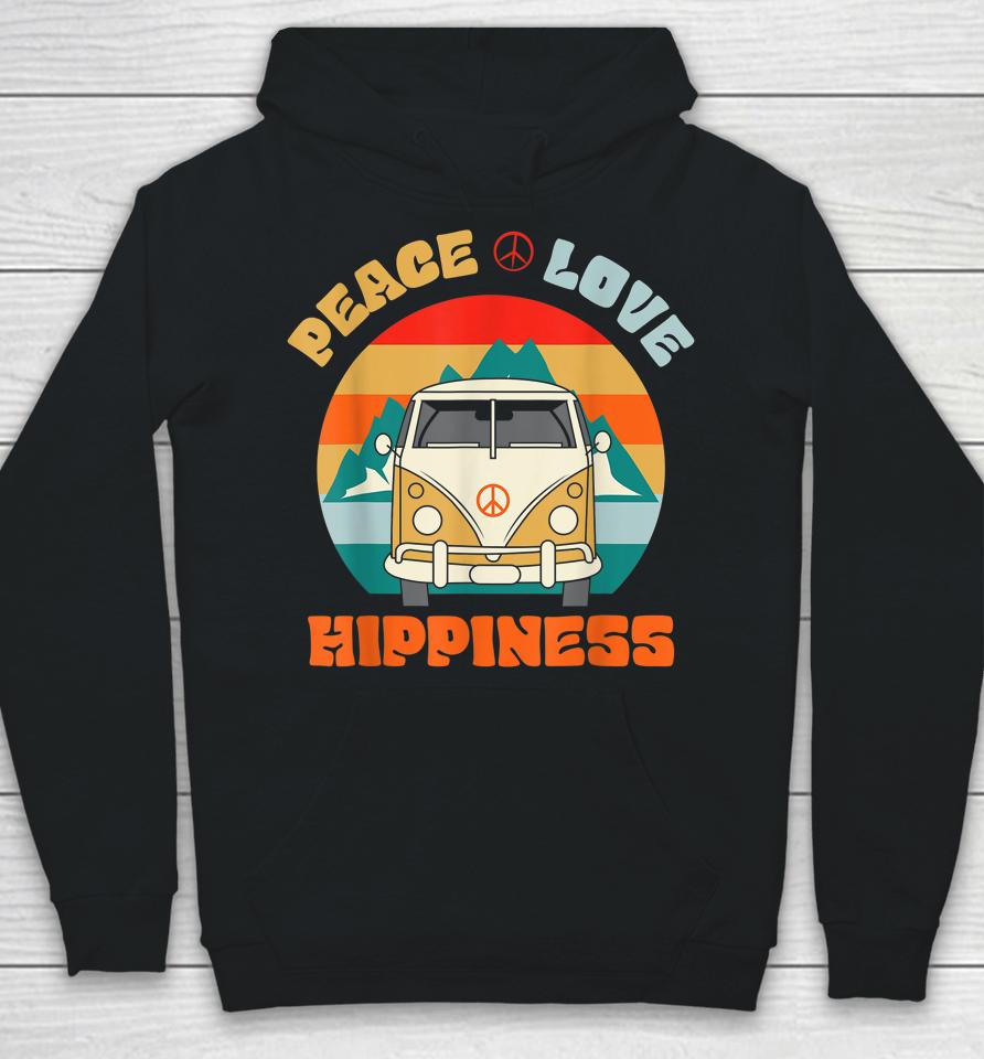 Peace Love &Amp; Hippiness Groovy Hippie Retro 70S Vintage Hoodie