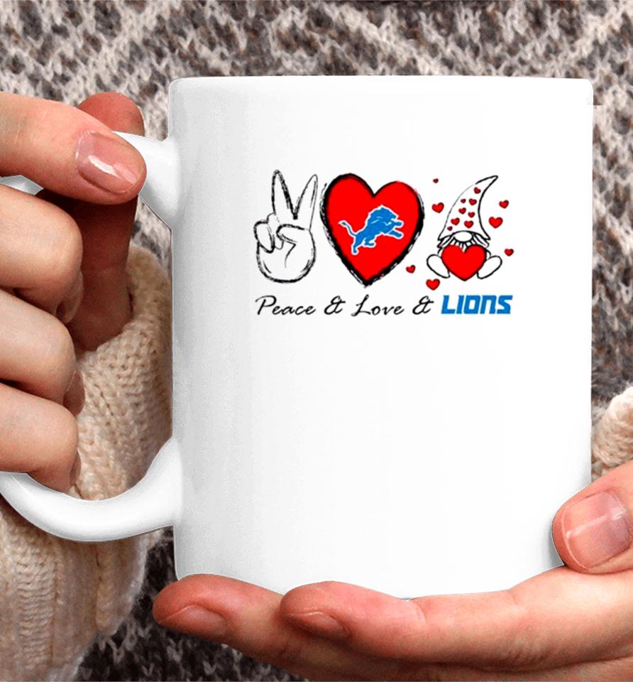Peace Love Lions Heart With Gnome Coffee Mug