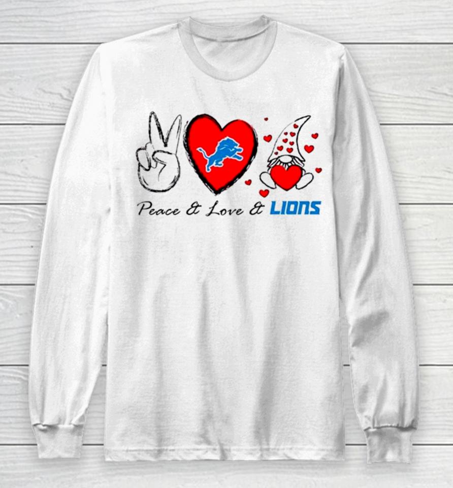 Peace Love Lions Heart With Gnome Long Sleeve T-Shirt