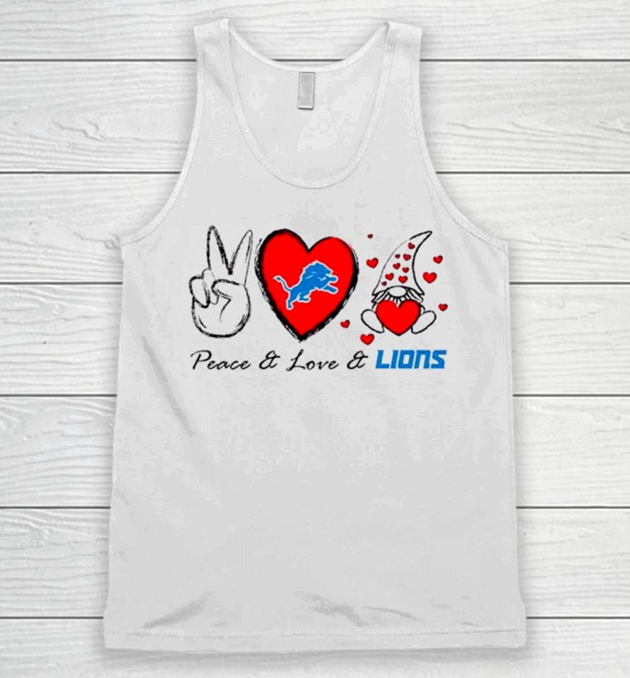 Peace Love Lions Heart With Gnome Unisex Tank Top