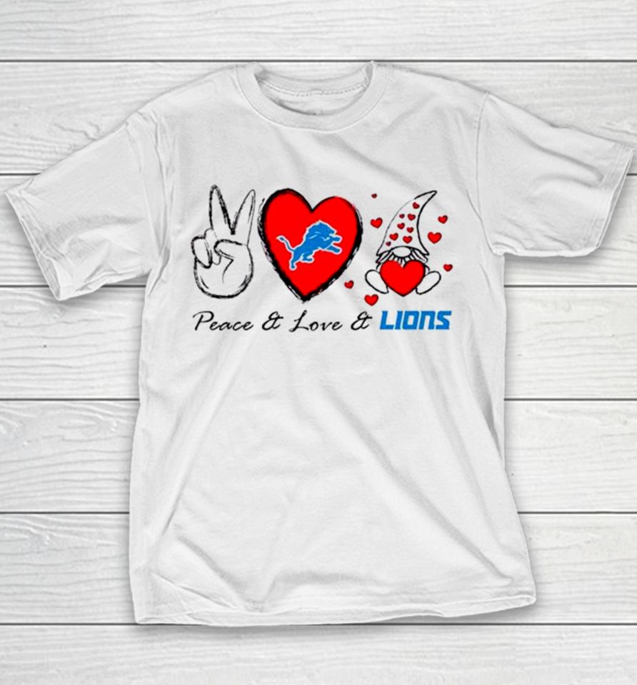 Peace Love Lions Heart With Gnome Youth T-Shirt