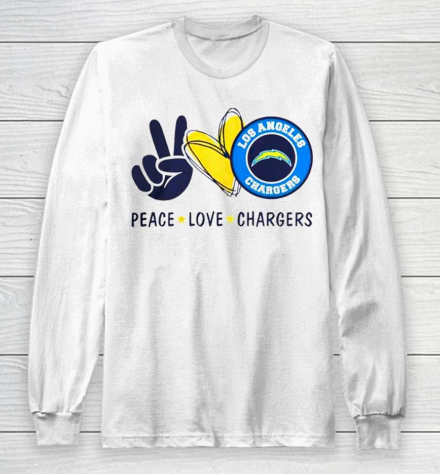 Peace Love Los Angeles Chargers Logo 2024 Long Sleeve T-Shirt