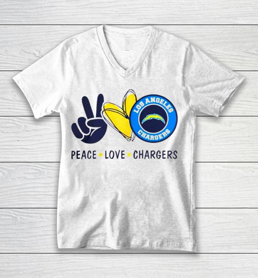 Peace Love Los Angeles Chargers Logo 2024 Unisex V-Neck T-Shirt