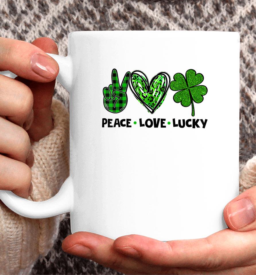 Peace Love Luck Lucky Clover Shamrock St Patrick's Day Coffee Mug