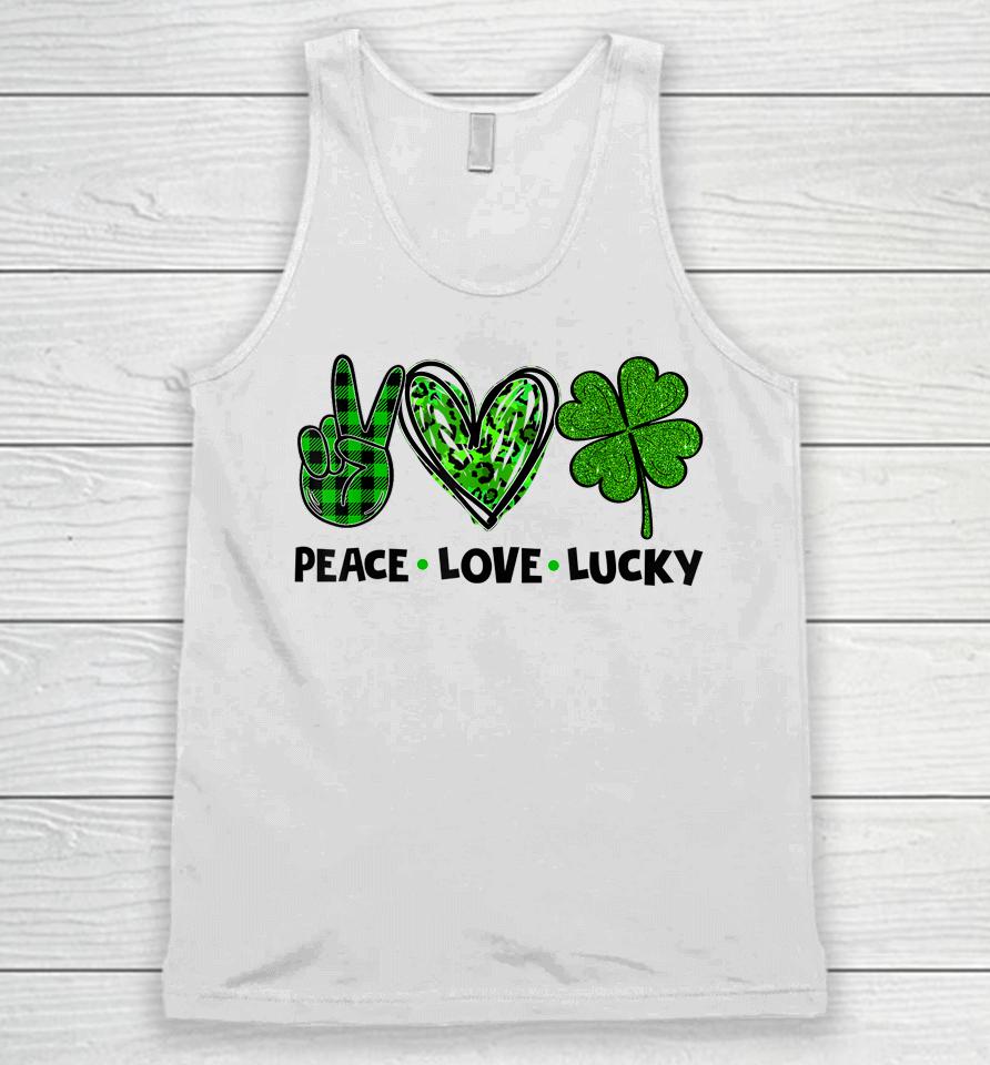Peace Love Luck Lucky Clover Shamrock St Patrick's Day Unisex Tank Top