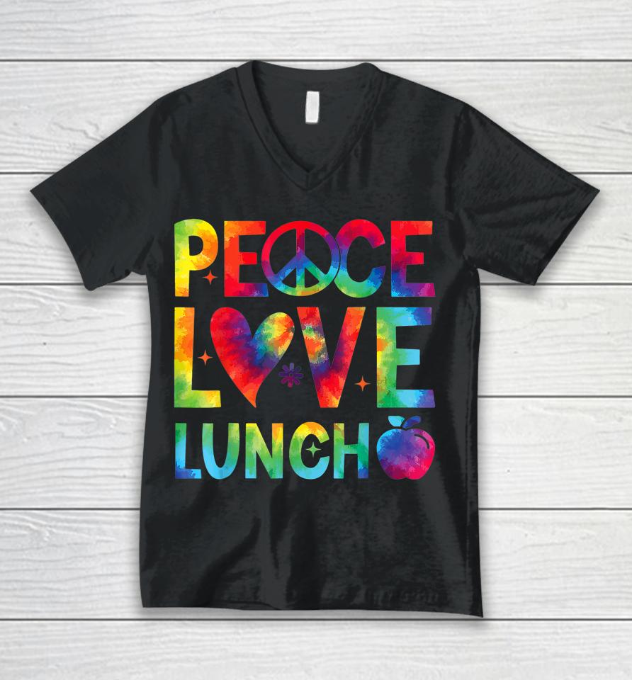 Peace Love Lunch Lady Retro Groovy Lunch Lady Back To School Unisex V-Neck T-Shirt