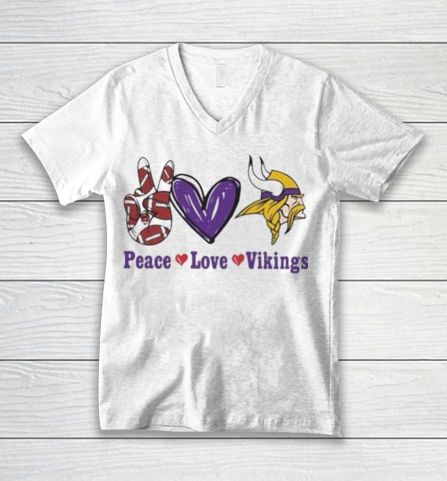Peace Love Minnesota Vikings 2024 Unisex V-Neck T-Shirt