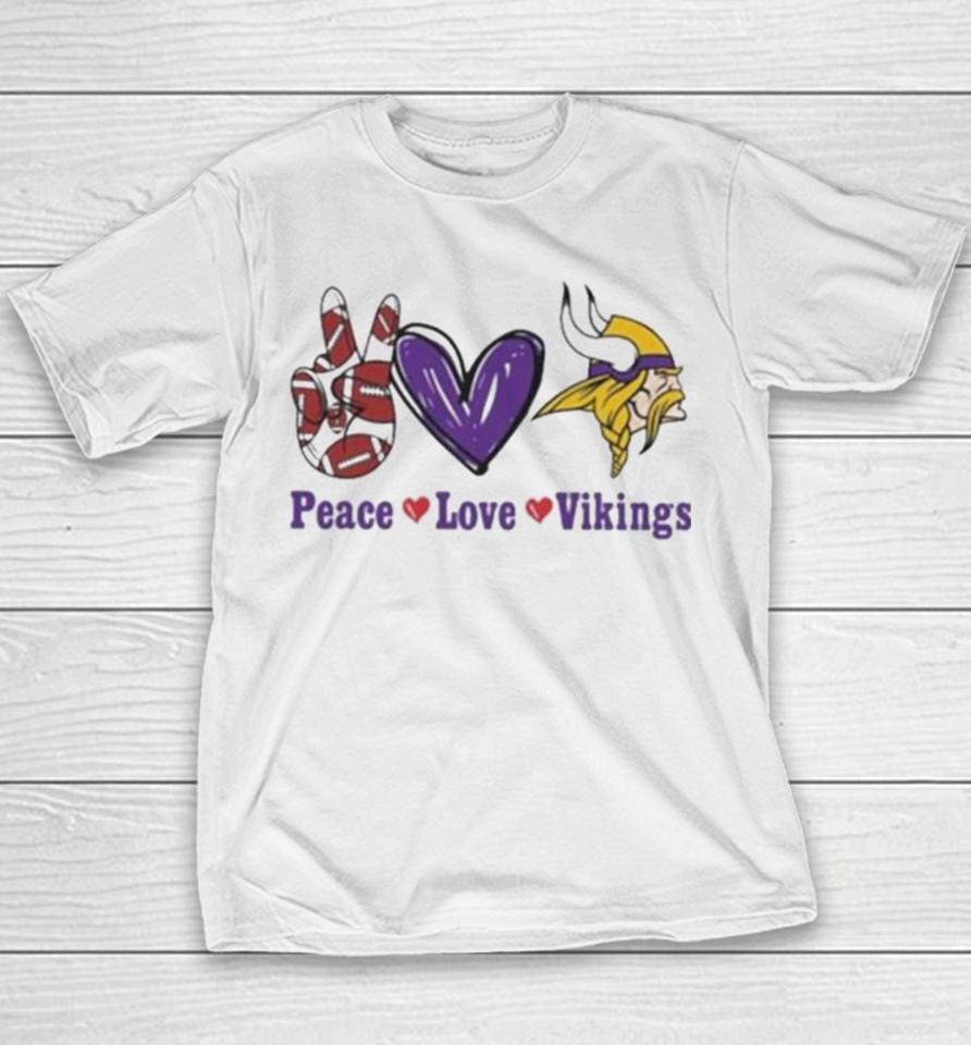 Peace Love Minnesota Vikings 2024 Youth T-Shirt