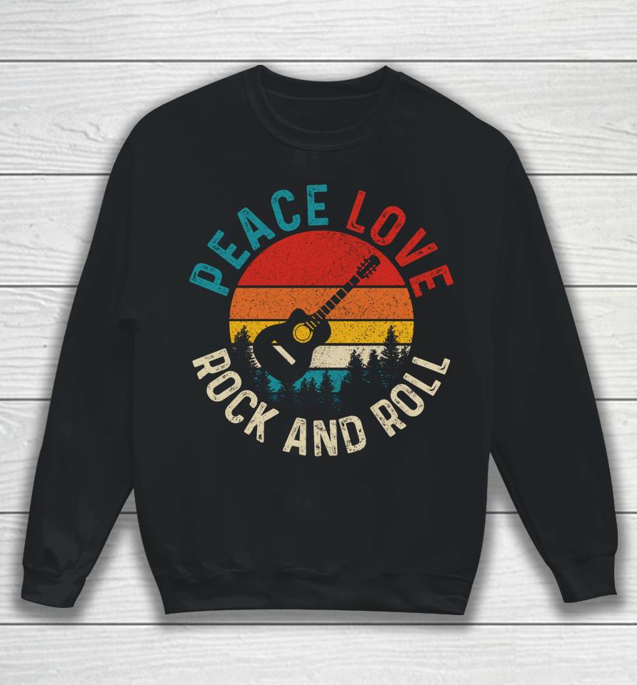 Peace Love &Amp; Rock &Amp; Roll Guitar Player Guitarist Vintage Sweatshirt