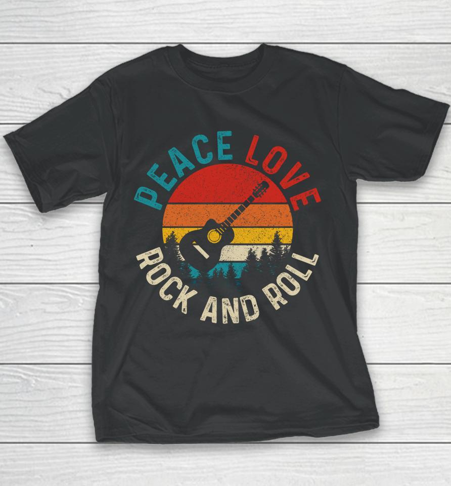 Peace Love &Amp; Rock &Amp; Roll Guitar Player Guitarist Vintage Youth T-Shirt