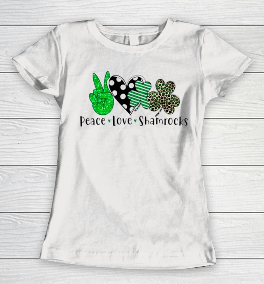 Peace Love Shamrocks St Patrick’s Day Women T-Shirt