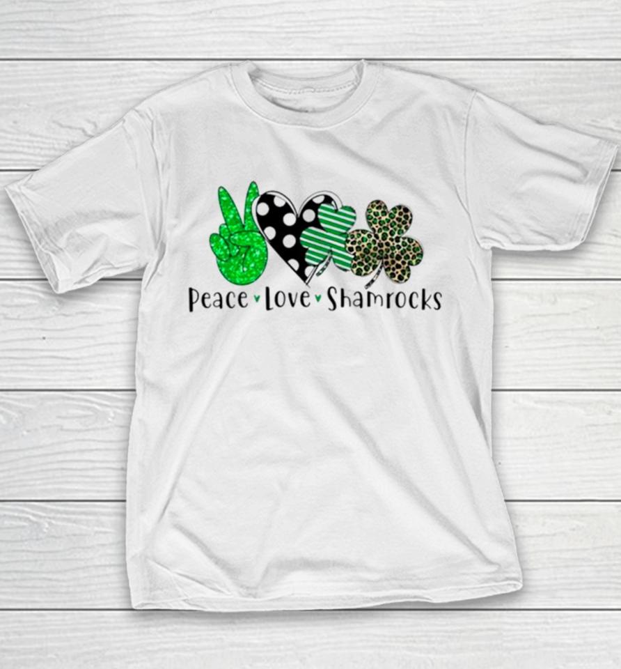 Peace Love Shamrocks St Patrick’s Day Youth T-Shirt