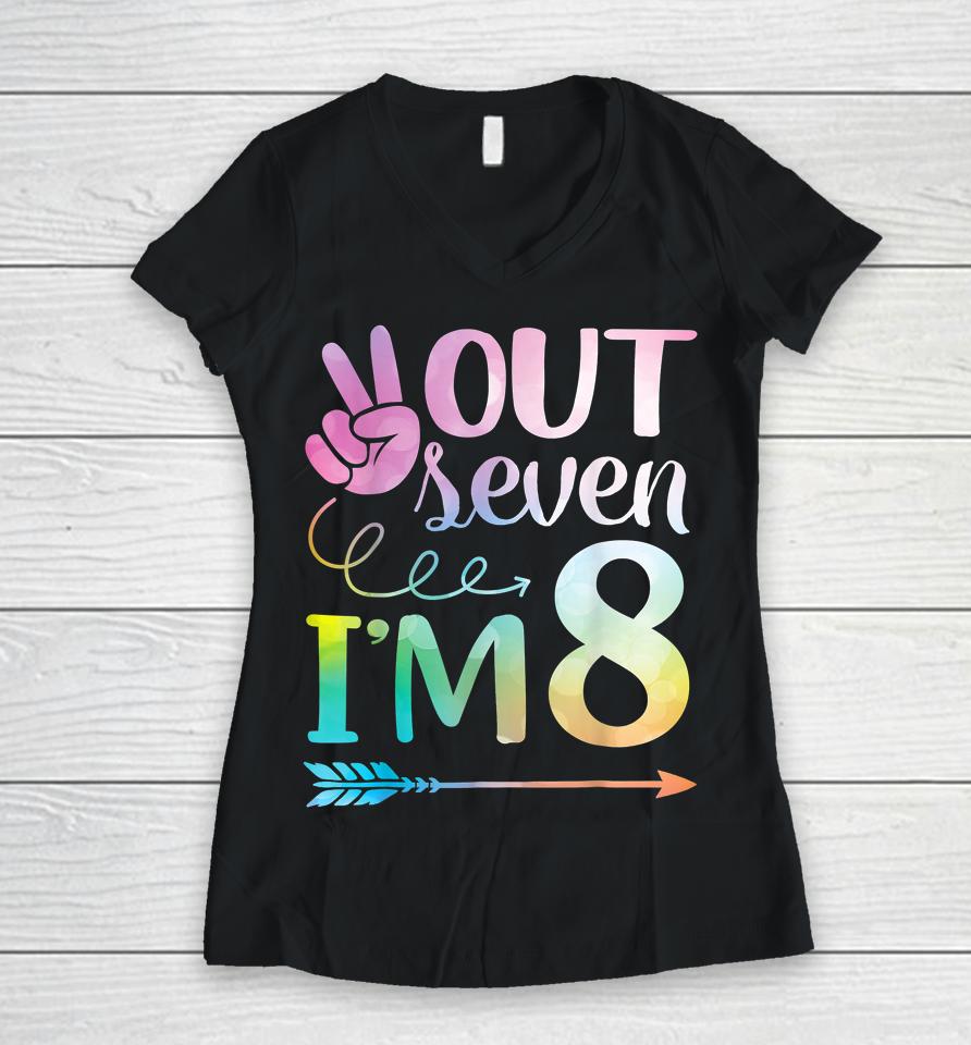 Peace Out 7 I'm 8 Years Old Born In 2014 Happy My Birthday Women V-Neck T-Shirt