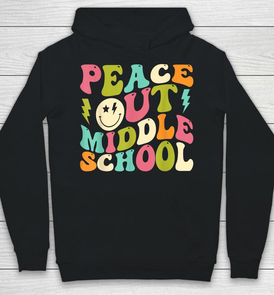 Peace Out Middle School Groovy Graduation Last Day Of School Hoodie