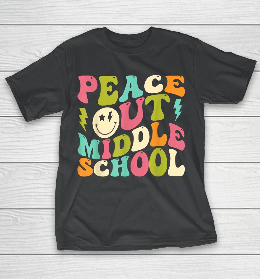 Peace Out Middle School Groovy Graduation Last Day Of School T-Shirt
