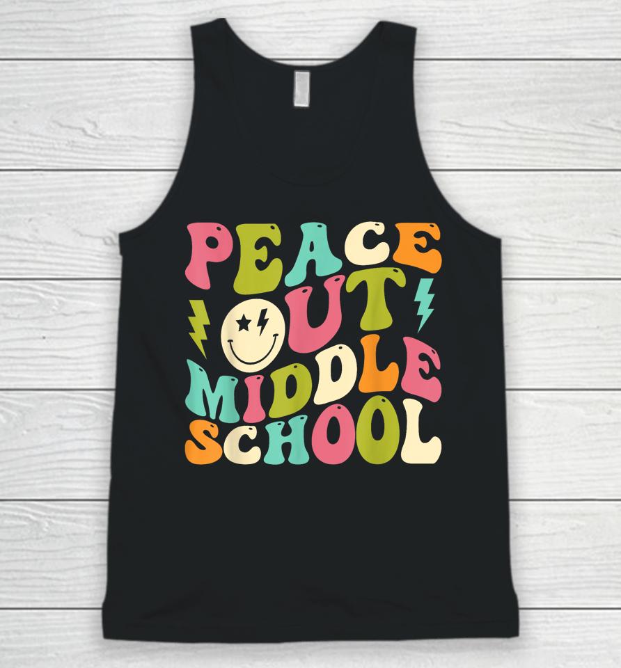 Peace Out Middle School Groovy Graduation Last Day Of School Unisex Tank Top