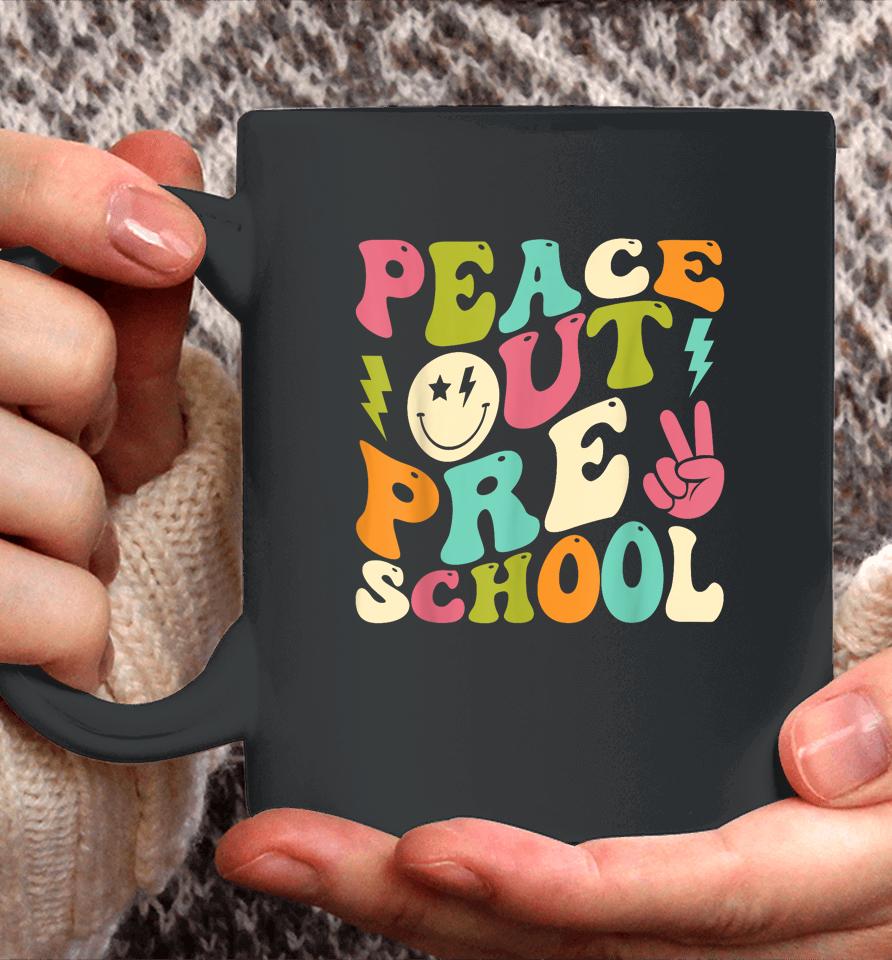 Peace Out Preschool Groovy Graduation Last Day Of School Coffee Mug