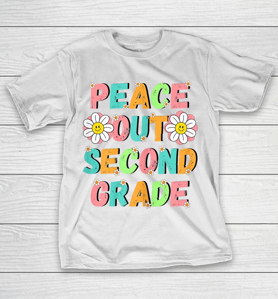 Peace Out Second Grade Cute Groovy Last Day Of 2Nd Grade T-Shirt