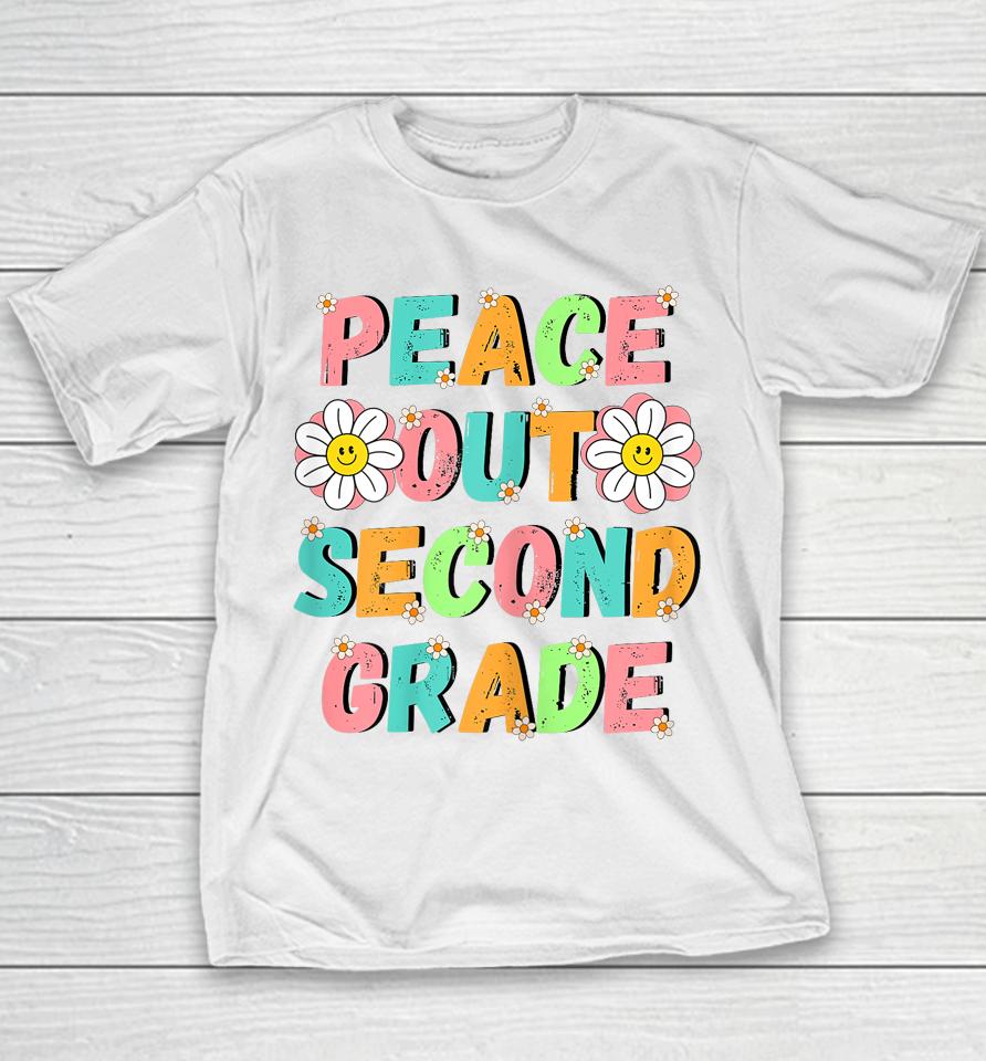 Peace Out Second Grade Cute Groovy Last Day Of 2Nd Grade Youth T-Shirt