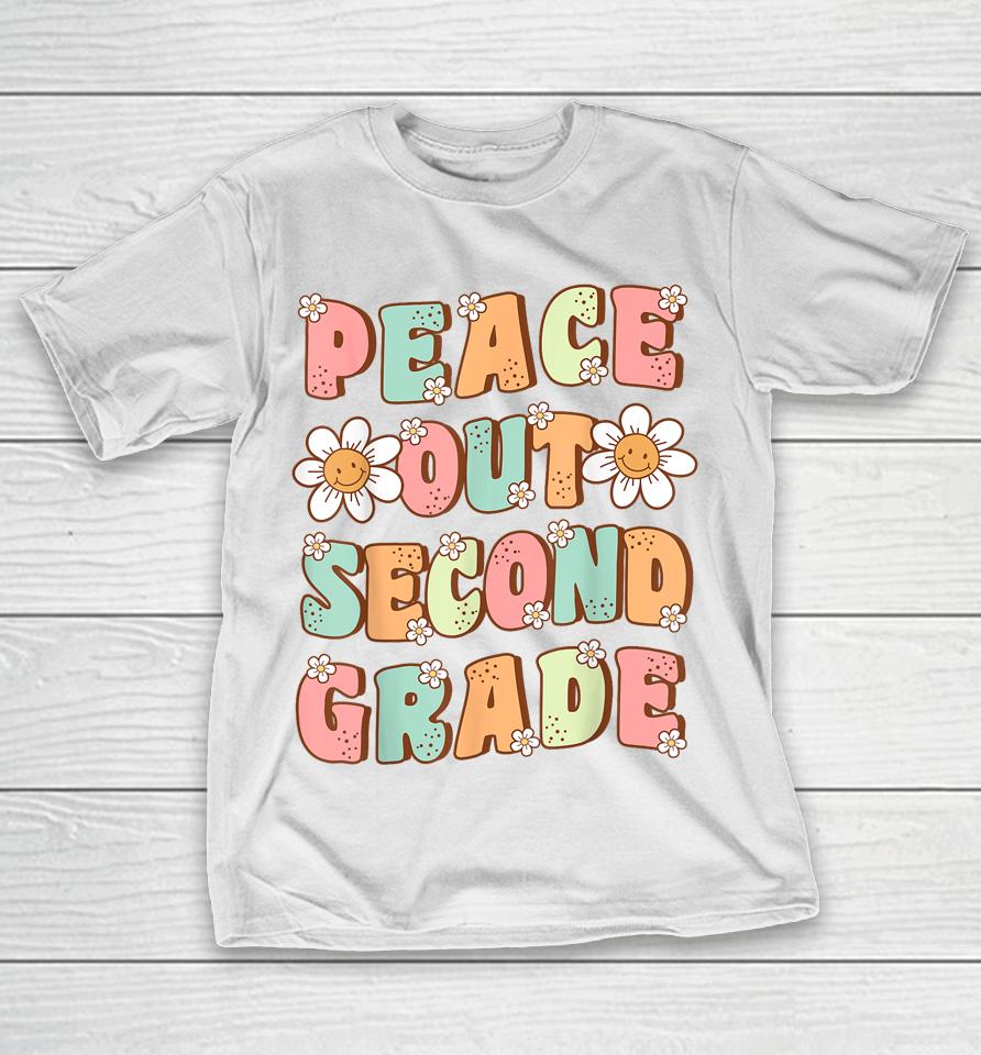 Peace Out Second Grade Cute Groovy Last Day Of 2Nd Grade T-Shirt