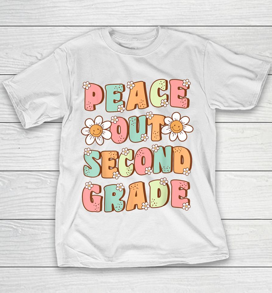 Peace Out Second Grade Cute Groovy Last Day Of 2Nd Grade Youth T-Shirt