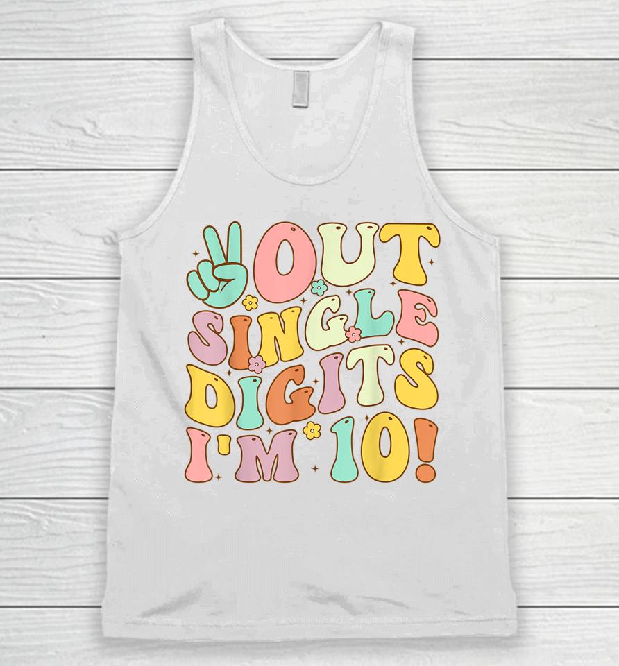Peace Out Single Digits Retro Groovy 10Th Birthday Girl Unisex Tank Top