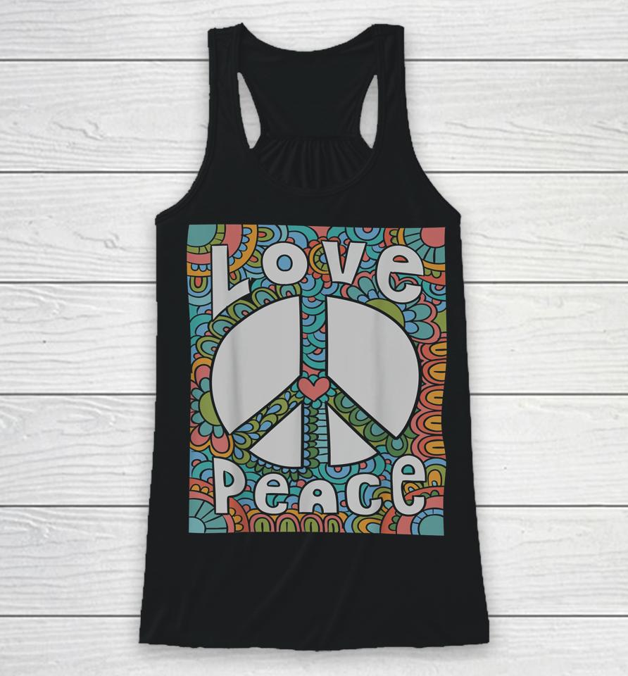 Peace Sign Love 1960S 1970S Shirt Tie Dye Groovy Hippie Racerback Tank