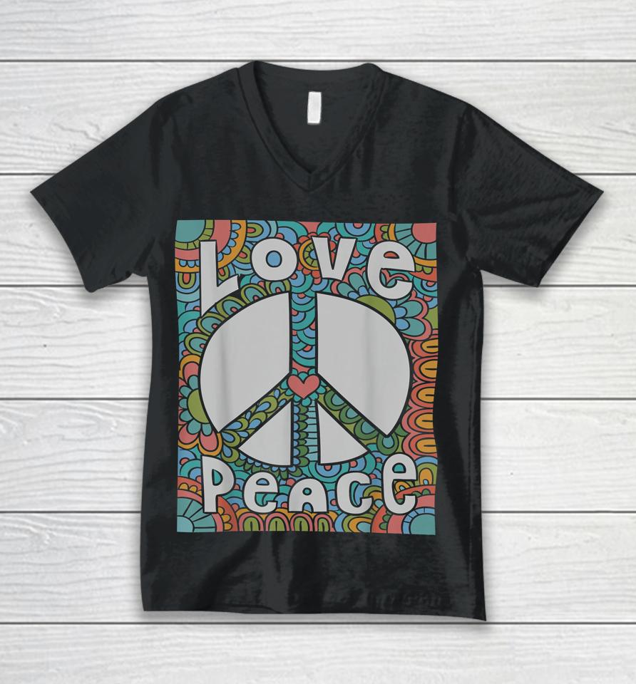 Peace Sign Love 1960S 1970S Shirt Tie Dye Groovy Hippie Unisex V-Neck T-Shirt